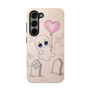 Sad Ghost with Heart Balloon Kawaii Tough Phone Case LavenderCeleste