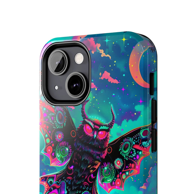 Mothman Tough Phone Case – Psychedelic Neon Cryptid Aesthetic - LavenderCeleste