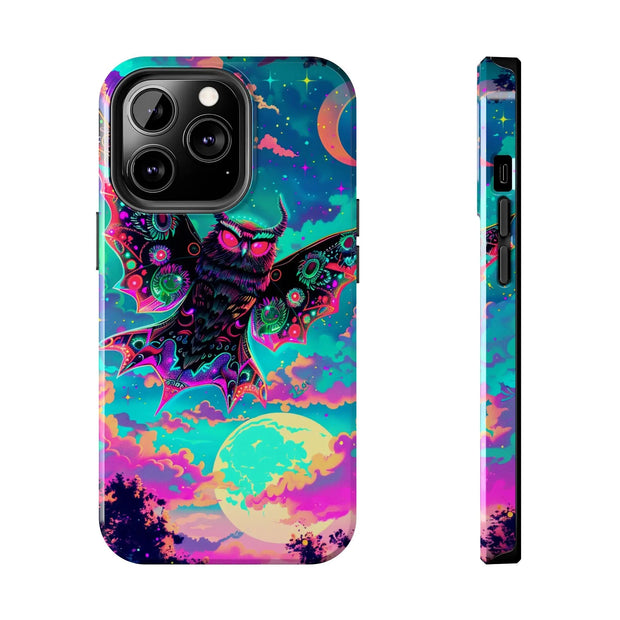 Mothman Tough Phone Case – Psychedelic Neon Cryptid Aesthetic - LavenderCeleste