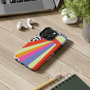 Retro Mod UFO Rainbow Beam Tough Phone Case LavenderCeleste