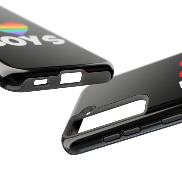 I Love Boys Pride Tough Phone Case – LGBTQ+ Rainbow Heart Design