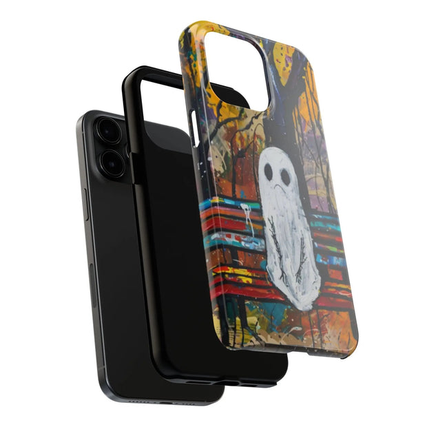 Sad Ghost on Park Bench Abstract Art Phone Case LavenderCeleste