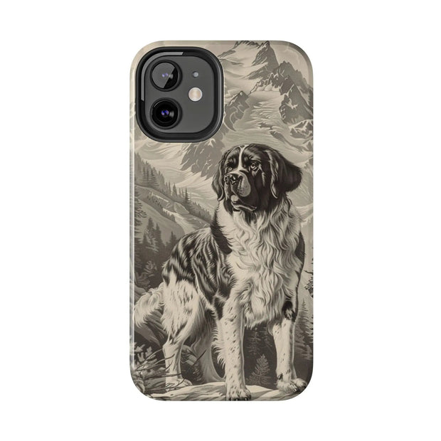 Saint Bernard Toile de Jouy Vintage Tough Phone Case LavenderCeleste