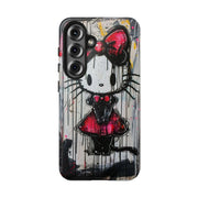 Goth Bow Cat Graffiti Pop Art Tough Phone Case LavenderCeleste