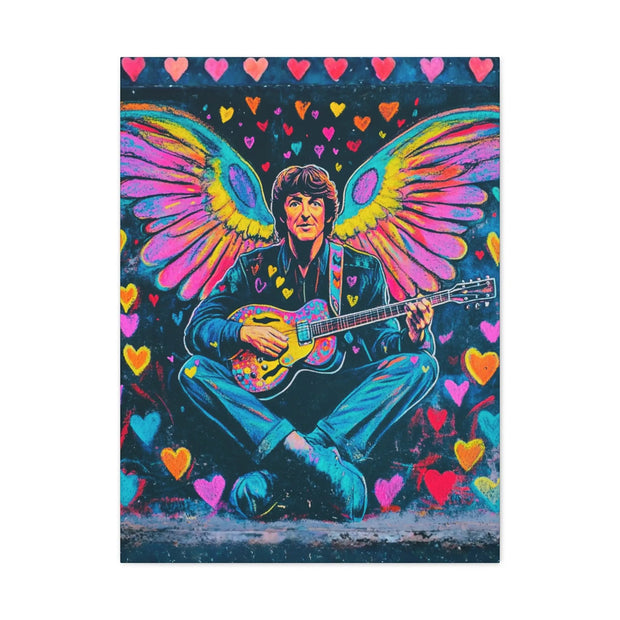 Psychedelic Guitar Angel Matte Canvas Art LavenderCeleste