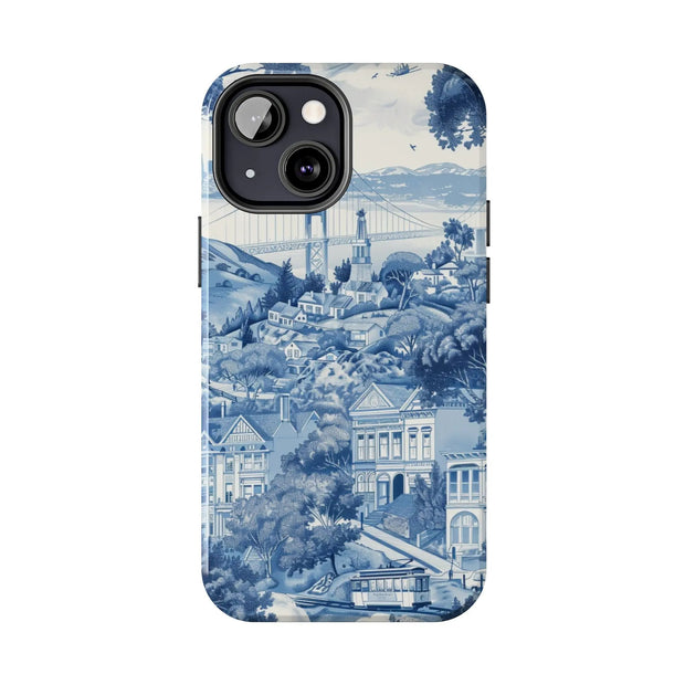 San Francisco Toile de Jouy Scenic Tough Phone Case LavenderCeleste