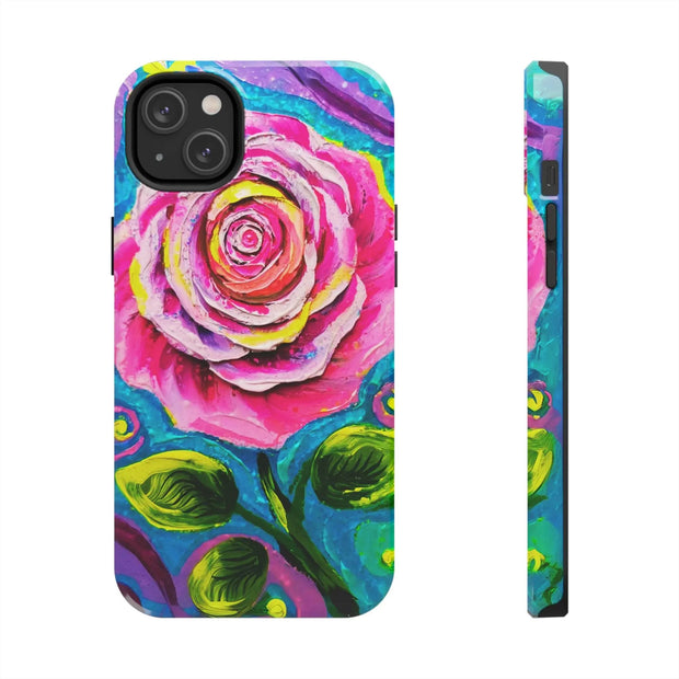 Vibrant Pink Rose Abstract Tough Phone Case LavenderCeleste