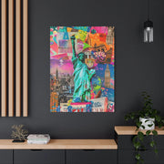 Vibrant New York Collage Matte Canvas – Statue of Liberty Pop Art Printify