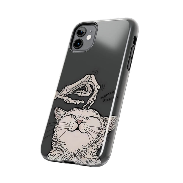 Skeleton Scratch Cat Gothic Humor Tough Phone Case LavenderCeleste