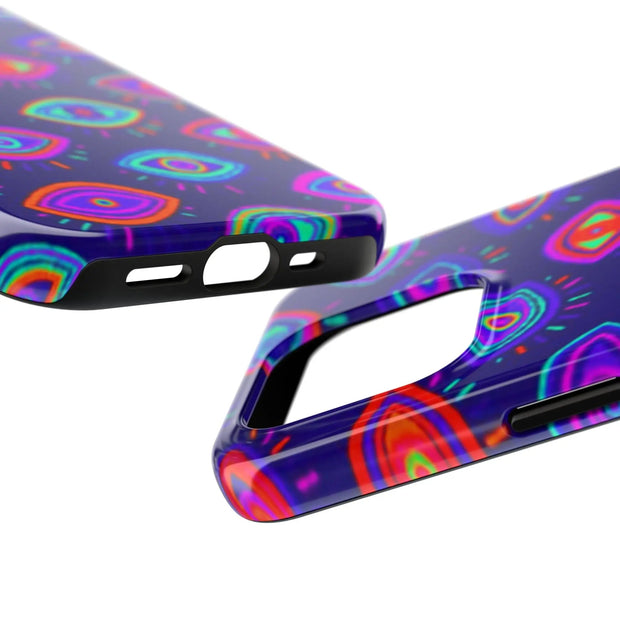 Trippy Neon Evil Eye Protective Tough Phone Case LavenderCeleste