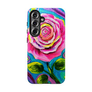 Vibrant Pink Rose Abstract Tough Phone Case LavenderCeleste