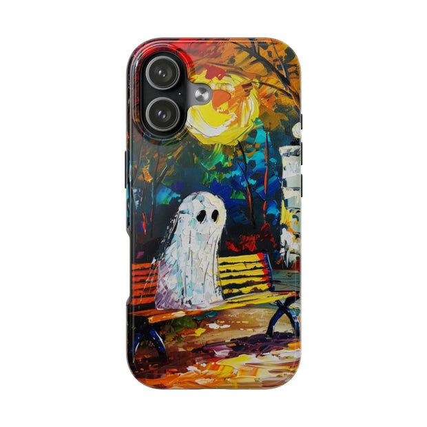 Lonely Ghost Tough Phone Case – Abstract Fall Park Bench Painting