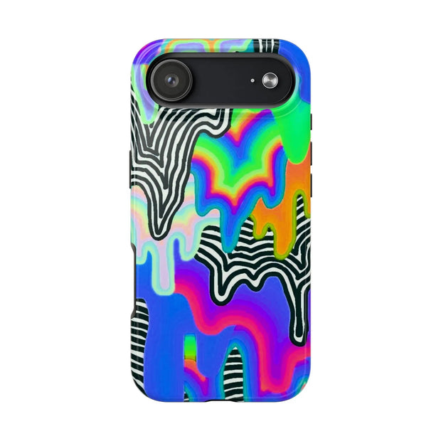 Trippy Technicolor Drip Retro Tough Phone Case LavenderCeleste