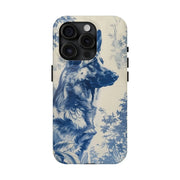 Blue Toile German Shepherd Scenic Tough Phone Case LavenderCeleste