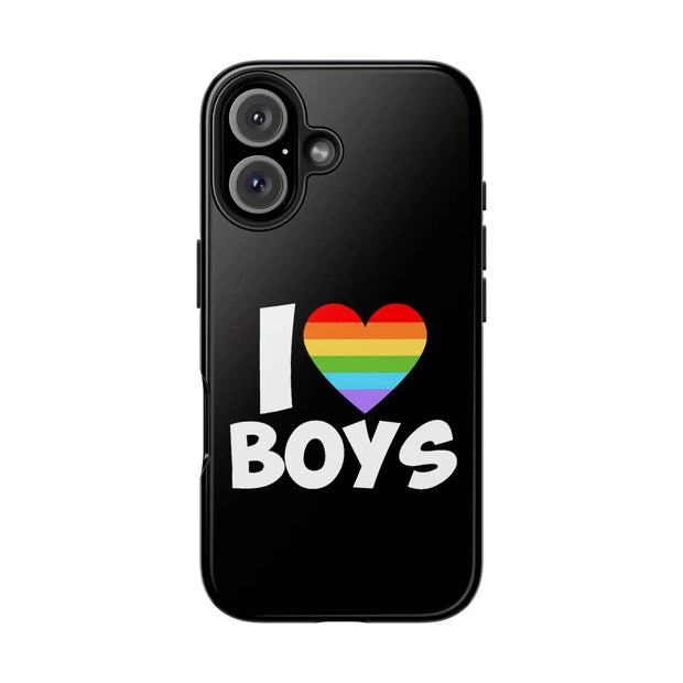 I Love Boys Pride Tough Phone Case – LGBTQ+ Rainbow Heart Design