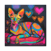 Neon Sphynx Love Pop Art Matte Canvas Wall Art LavenderCeleste