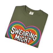Swearing Might Help Retro Rainbow Comfort Colors Tee LavenderCeleste
