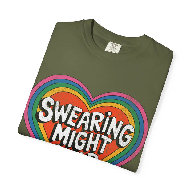 Swearing Might Help Retro Rainbow Comfort Colors Tee LavenderCeleste