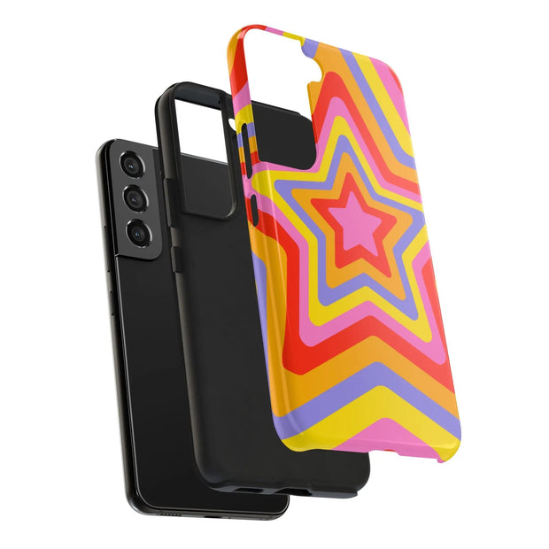 Retro Rainbow Star Groovy Tough Phone Case LavenderCeleste