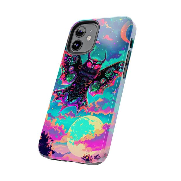 Mothman Tough Phone Case – Psychedelic Neon Cryptid Aesthetic - LavenderCeleste