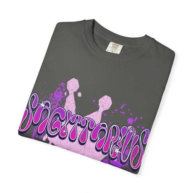 Sagittarius Queen Zodiac Airbrush Graphic Tee LavenderCeleste