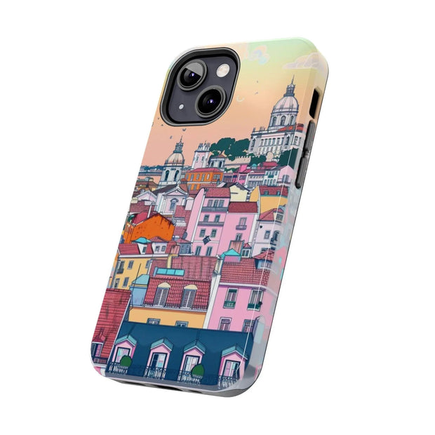 Lisbon Portugal Tough Phone Case – Pastel City Skyline Aesthetic