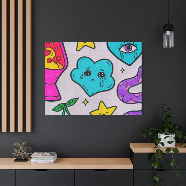Kawaii Lava Lamp Sad Cloud Snake Matte Canvas Print LavenderCeleste