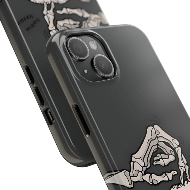 Skeleton Scratch Cat Gothic Humor Tough Phone Case LavenderCeleste