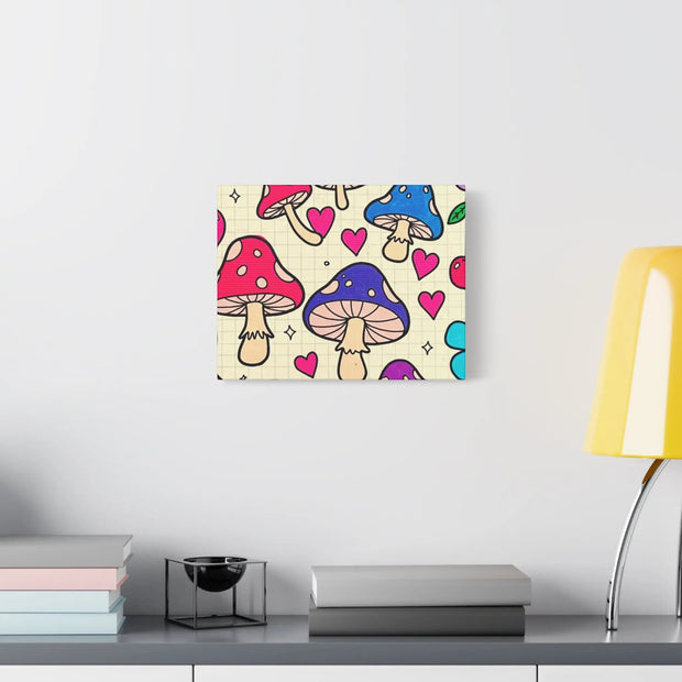 Kawaii Mushroom Cherry Flower Matte Canvas Print LavenderCeleste
