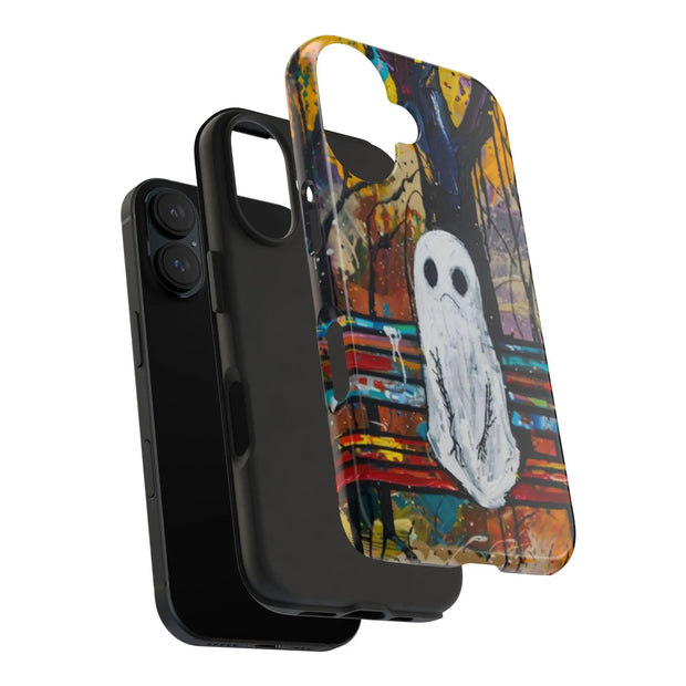 Sad Ghost on Park Bench Abstract Art Phone Case LavenderCeleste