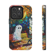 Lonely Ghost Tough Phone Case – Abstract Fall Park Bench Painting