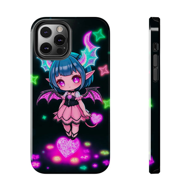 Kawaii Gothic Succubus Neon Heart Tough Phone Case