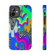 Trippy Technicolor Drip Retro Tough Phone Case LavenderCeleste