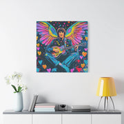 Psychedelic Guitar Angel Matte Canvas Art LavenderCeleste