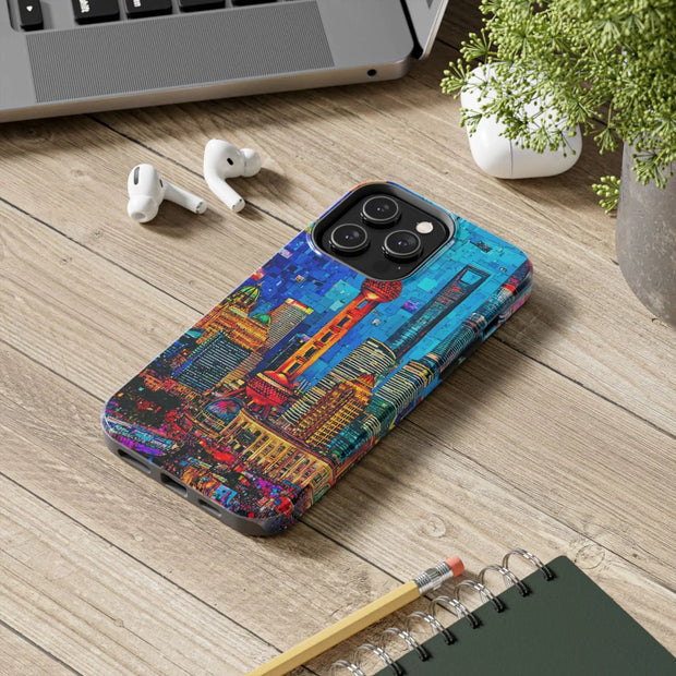Shanghai Skyline Collage Pop Art Tough Phone Case LavenderCeleste