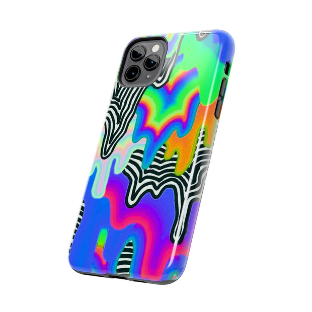 Trippy Technicolor Drip Retro Tough Phone Case LavenderCeleste