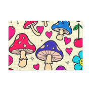 Kawaii Mushroom Cherry Flower Matte Canvas Print LavenderCeleste