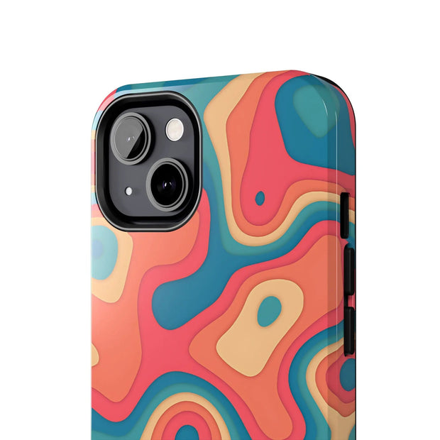 Retro Coral Abstract Mid-Century Tough Phone Case LavenderCeleste