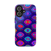 Trippy Neon Evil Eye Protective Tough Phone Case LavenderCeleste