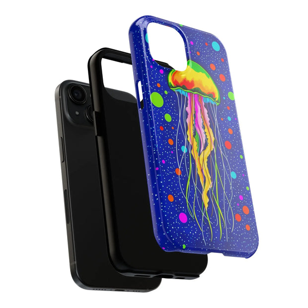 Vibrant Neon Jellyfish Cosmic Sea Tough Phone Case