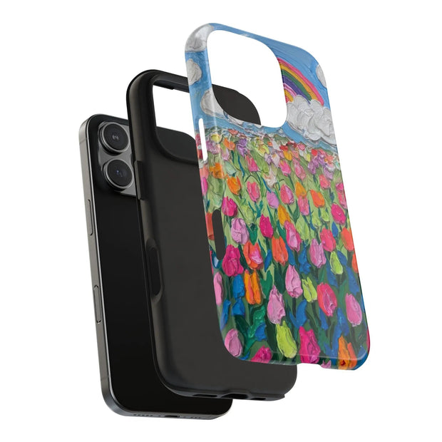Rainbow Tulip Field Tough Phone Case LavenderCeleste