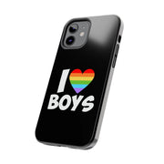 I Love Boys Pride Tough Phone Case – LGBTQ+ Rainbow Heart Design
