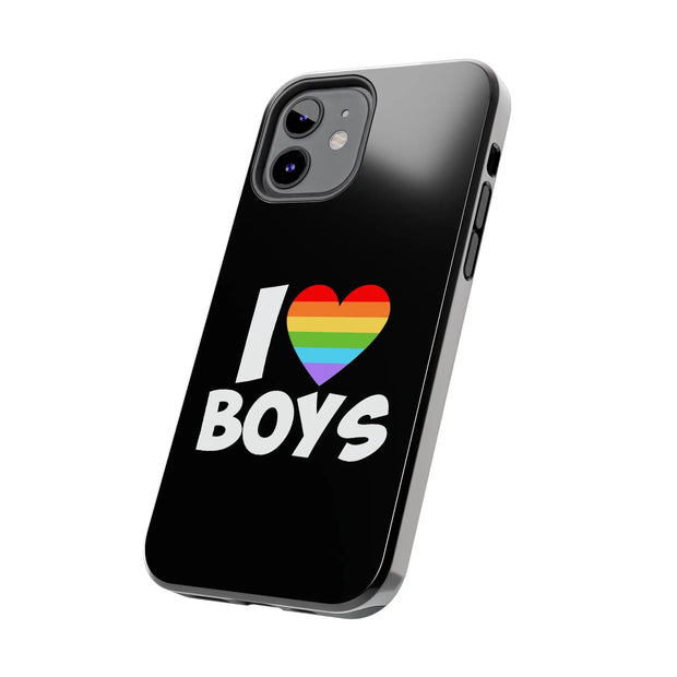 I Love Boys Pride Tough Phone Case – LGBTQ+ Rainbow Heart Design