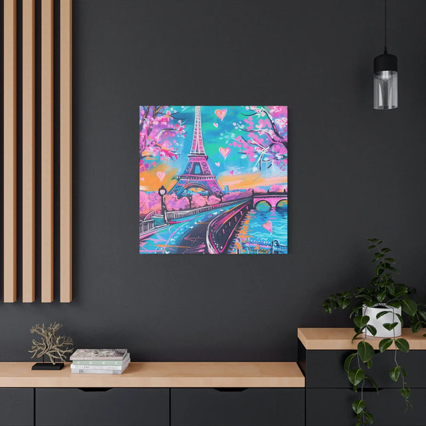 Pink Paris Eiffel Tower Dreamy Matte Canvas Art LavenderCeleste