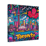 Toronto Pop Art Skyline Matte Canvas Wall Art LavenderCeleste