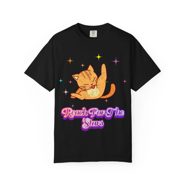 Reach For The Stars Sarcastic Cat Comfort Colors Shirt LavenderCeleste