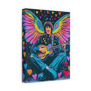 Psychedelic Guitar Angel Matte Canvas Art LavenderCeleste