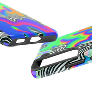 Trippy Technicolor Drip Retro Tough Phone Case LavenderCeleste