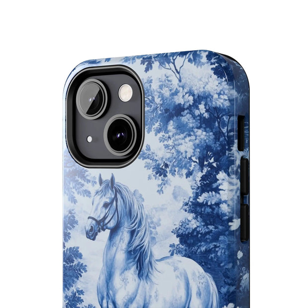 Blue Toile Horse Country Scenic Tough Phone Case LavenderCeleste
