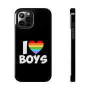 I Love Boys Pride Tough Phone Case – LGBTQ+ Rainbow Heart Design